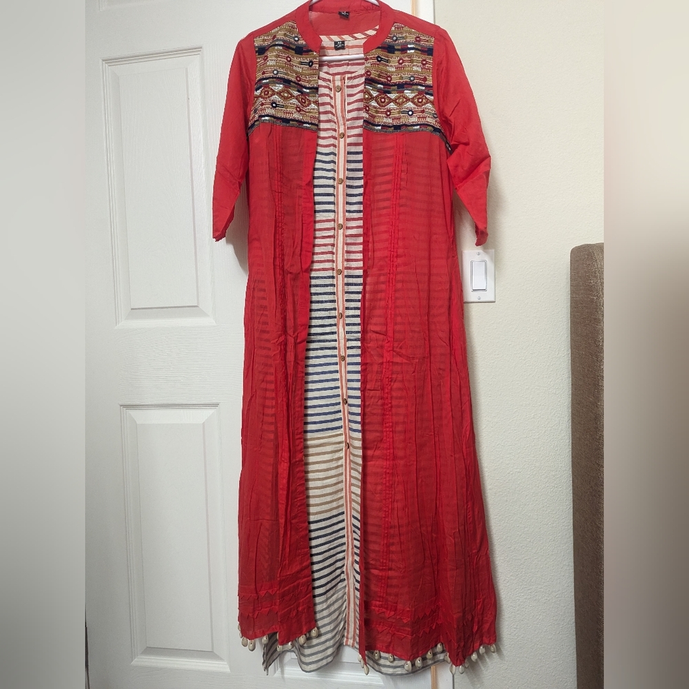 Cotton kurta with long jacket